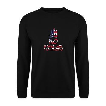 No Kings in America since 1776 Flagge USA - Unisex Pullover - Schwarz - Vorne - Alina (178cm) & Michal (187cm)