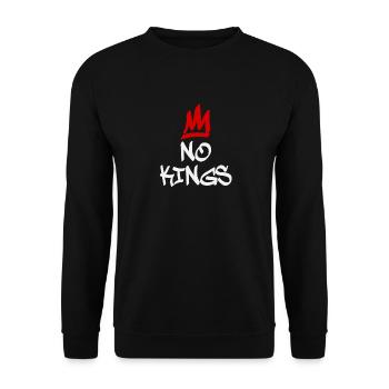 No Kings in America since 1776 - Unisex Pullover - Schwarz - Vorne - Alina (178cm) & Michal (187cm)