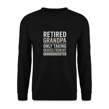 Opa im Ruhestand Humor Enkelin Großvater - Unisex Pullover - Schwarz - Vorne - Alina (178cm) & Michal (187cm)