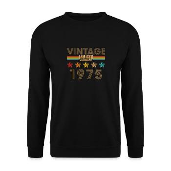 1975 Vintage Retro Geburtstagsgeschenk - Unisex Pullover - Schwarz - Vorne - Alina (178cm) & Michal (187cm)
