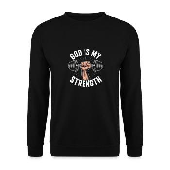 God is my strength! Believing Christian Jesus - Unisex Sweatshirt - black - Front - Alina (178cm) & Michal (187cm)