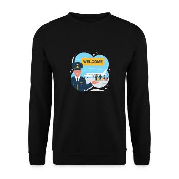 IMMIGRATION, WELCOME - Unisex Sweatshirt - black - Front - Alina (178cm) & Michal (187cm)