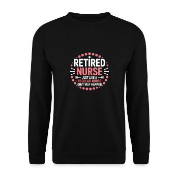 Pension d’infirmière infirmière retraitée - Sweat-shirt Unisexe - noir - Devant - Alina (178cm) & Michal (187cm)