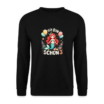 J’ai déjà 3 sirène fille d’anniversaire - Sweat-shirt Unisexe - noir - Devant - Alina (178cm) & Michal (187cm)
