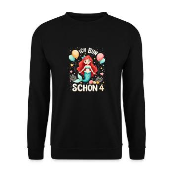 J’ai déjà 4 sirène fille d’anniversaire - Sweat-shirt Unisexe - noir - Devant - Alina (178cm) & Michal (187cm)