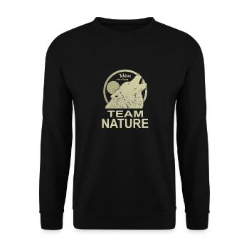 Team Natur Wolf Mond - Unisex Pullover - Schwarz - Vorne - Alina (178cm) & Michal (187cm)