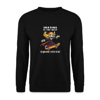 SENSENMANN FRAU SKATEBOARD SKATING IS THE BEST - Unisex Pullover - Schwarz - Vorne - Alina (178cm) & Michal (187cm)