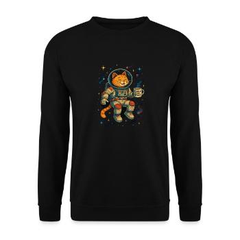 Chat astronaute « J’ai besoin de plus d’espace » - Sweat-shirt Unisexe - noir - Devant - Alina (178cm) & Michal (187cm)