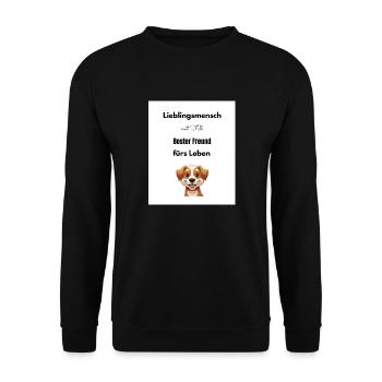 Lieblingsmensch mit Fell – Hundeliebe Shirt - Unisex Pullover - Schwarz - Vorne - Alina (178cm) & Michal (187cm)