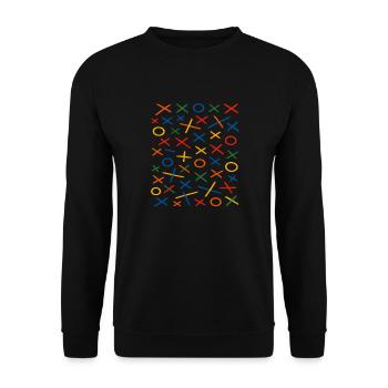 Geometrisches Muster Design - Unisex Pullover - Schwarz - Vorne - Alina (178cm) & Michal (187cm)