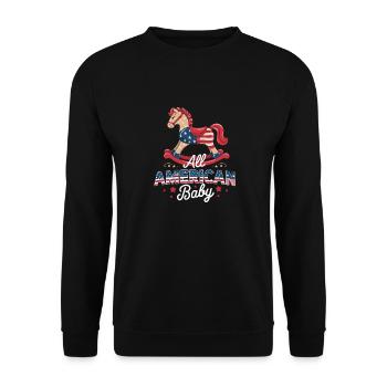 All American Baby Rocking Horse Design - Unisex Sweatshirt - black - Front - Alina (178cm) & Michal (187cm)