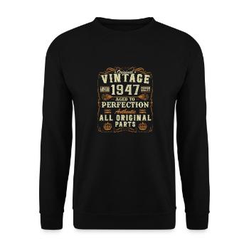 1947 Vintage Cadeau D’anniversaire - Sweat-shirt Unisexe - noir - Devant - Alina (178cm) & Michal (187cm)