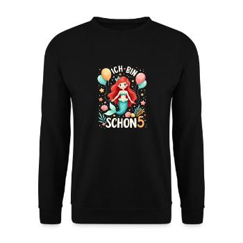 J’ai déjà 5 ans Sirène Birthday Girl - Sweat-shirt Unisexe - noir - Devant - Alina (178cm) & Michal (187cm)