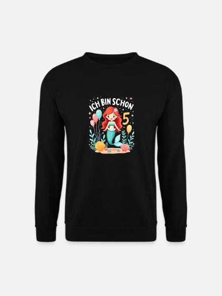 Ich bin schon 5 Meerjungfrau Geburtstag Mädchen - Unisex Pullover - Schwarz