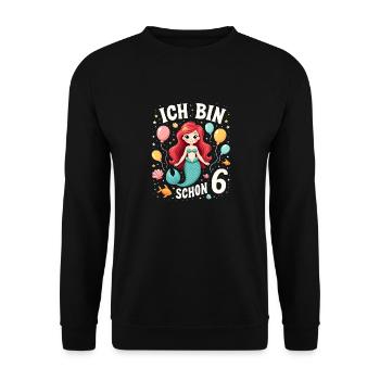 J’ai déjà 6 ans Sirène Birthday Girl - Sweat-shirt Unisexe - noir - Devant - Alina (178cm) & Michal (187cm)