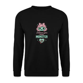 Kawaii Horror Creepy Cute Pastel Goth Sweet Spooky - Unisex Sweatshirt - black - Front - Alina (178cm) & Michal (187cm)