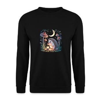 Cute Hedgehog Cottagecore - Unisex Sweatshirt - black - Front - Alina (178cm) & Michal (187cm)