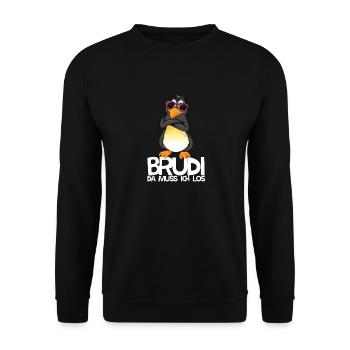 Brudi Je dois y aller – pingouin drôle - Sweat-shirt Unisexe - noir - Devant - Alina (178cm) & Michal (187cm)