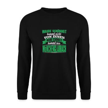 Mönchengladbach Geschenk Herren Hooligan Ultras - Unisex Pullover - Schwarz - Vorne - Alina (178cm) & Michal (187cm)