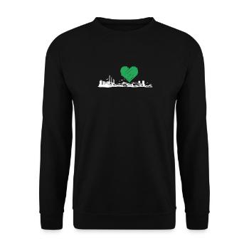 Mönchengladbach Geschenk Herren Hooligan Ultras - Unisex Pullover - Schwarz - Vorne - Alina (178cm) & Michal (187cm)