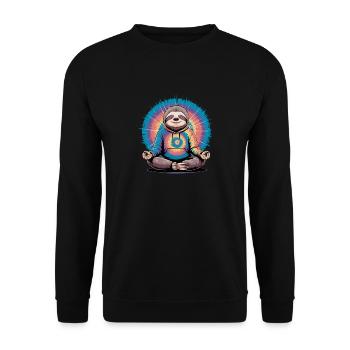 Meditating sloth in rainbow look - Unisex Sweatshirt - black - Front - Alina (178cm) & Michal (187cm)