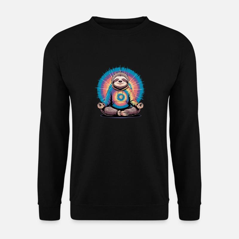 Meditierendes Faultier im Regenbogen-Look - Unisex Pullover - Schwarz