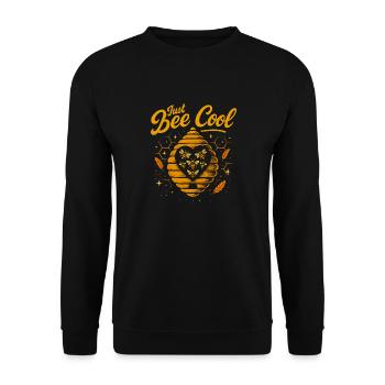 Just Bee Cool - Bienenstock Herz - Unisex Pullover - Schwarz - Vorne - Alina (178cm) & Michal (187cm)