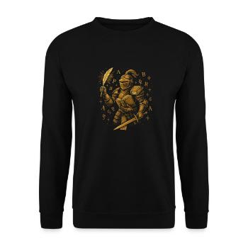 Knight of Books - Literatur & Rüstung - Unisex Pullover - Schwarz - Vorne - Alina (178cm) & Michal (187cm)