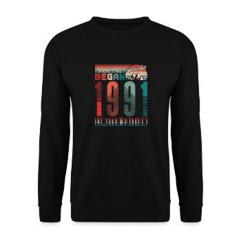 Anniversaire 1991 Vintage Septembre Cadeau Rétro - Sweat-shirt Unisexe - noir - Devant - Alina (178cm) & Michal (187cm)