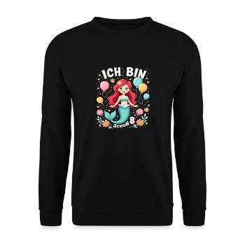 J’ai déjà 8 ans Sirène Birthday Girl - Sweat-shirt Unisexe - noir - Devant - Alina (178cm) & Michal (187cm)