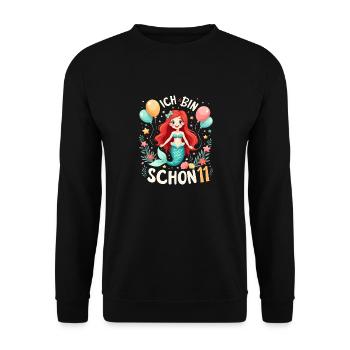 J’ai déjà 11 ans Sirène Birthday Girl - Sweat-shirt Unisexe - noir - Devant - Alina (178cm) & Michal (187cm)