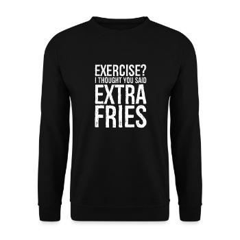 exercice Je pensais que vous aviez dit frites supplémentaires - Sweat-shirt Unisexe - noir - Devant - Alina (178cm) & Michal (187cm)