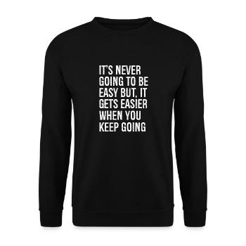 Es wird nie einfach sein, aber es wird einfacher - Unisex Pullover - Schwarz - Vorne - Alina (178cm) & Michal (187cm)