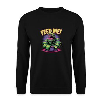 Feed Me! Carnivorous Plant Illustration - Unisex Sweatshirt - black - Front - Alina (178cm) & Michal (187cm)