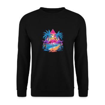 Flamingo Beach Paradise Retro Tropical - Unisex Sweatshirt - black - Front - Alina (178cm) & Michal (187cm)
