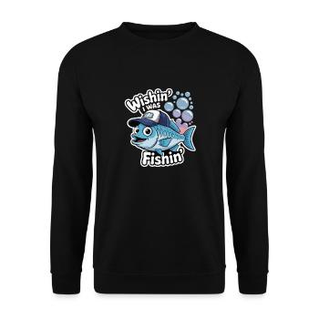 FISH, WISHIN J’ÉTAIS FISHIN - Sweat-shirt Unisexe - noir - Devant - Alina (178cm) & Michal (187cm)