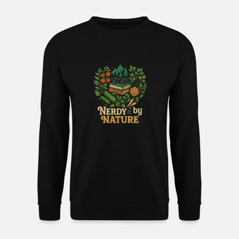 Nerdy By Nature Retro Illustration - Unisex Sweatshirt - black