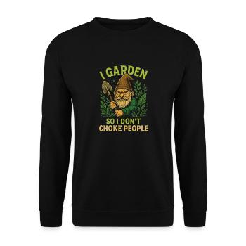 Garden Gnome Humor: Gardening Stress Therapy - Unisex Sweatshirt - black - Front - Alina (178cm) & Michal (187cm)