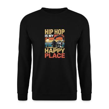 Music My Happy Place Music Lover DJ Headphones - Unisex Sweatshirt - black - Front - Alina (178cm) & Michal (187cm)