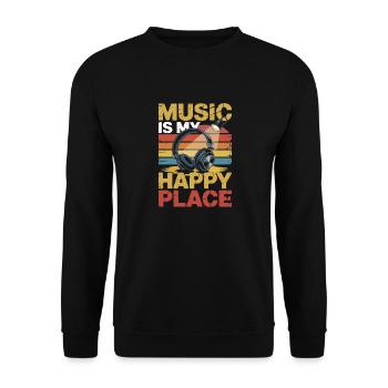 Music My Happy Place Music Lover DJ Headphones - Unisex Sweatshirt - black - Front - Alina (178cm) & Michal (187cm)