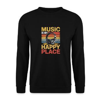 Music My Happy Place Music Lover DJ Headphones - Unisex Sweatshirt - black - Front - Alina (178cm) & Michal (187cm)