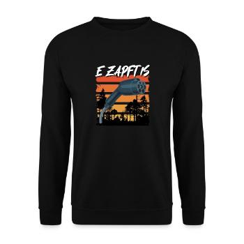 Hybrid Auto E ZAPFT IS Elektroauto Lustig - Unisex Pullover - Schwarz - Vorne - Alina (178cm) & Michal (187cm)