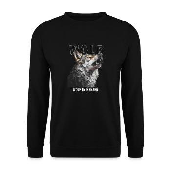 WOLF WOLF AT HEART - Unisex Sweatshirt - black - Front - Alina (178cm) & Michal (187cm)