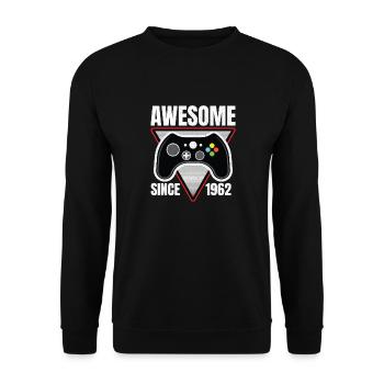 Genialer seit 1962 Geburtstag Gaming Gamer - Unisex Pullover - Schwarz - Vorne - Alina (178cm) & Michal (187cm)