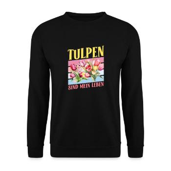 Gärtner TULPEN SIND MEIN LEBEN Garten Tulpe Lustig - Unisex Pullover - Schwarz - Vorne - Alina (178cm) & Michal (187cm)