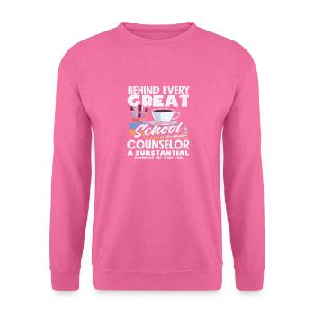 Hinter Jedem Großen Schulberater Eine Menge Kaffee - Unisex Pullover - Pink - Vorne