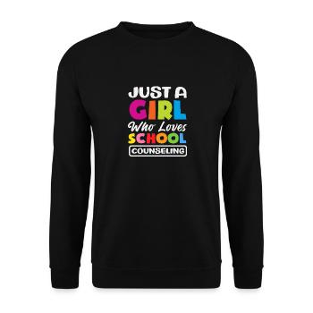 Just a girl who loves school counseling - Unisex Sweatshirt - black - Front - Alina (178cm) & Michal (187cm)