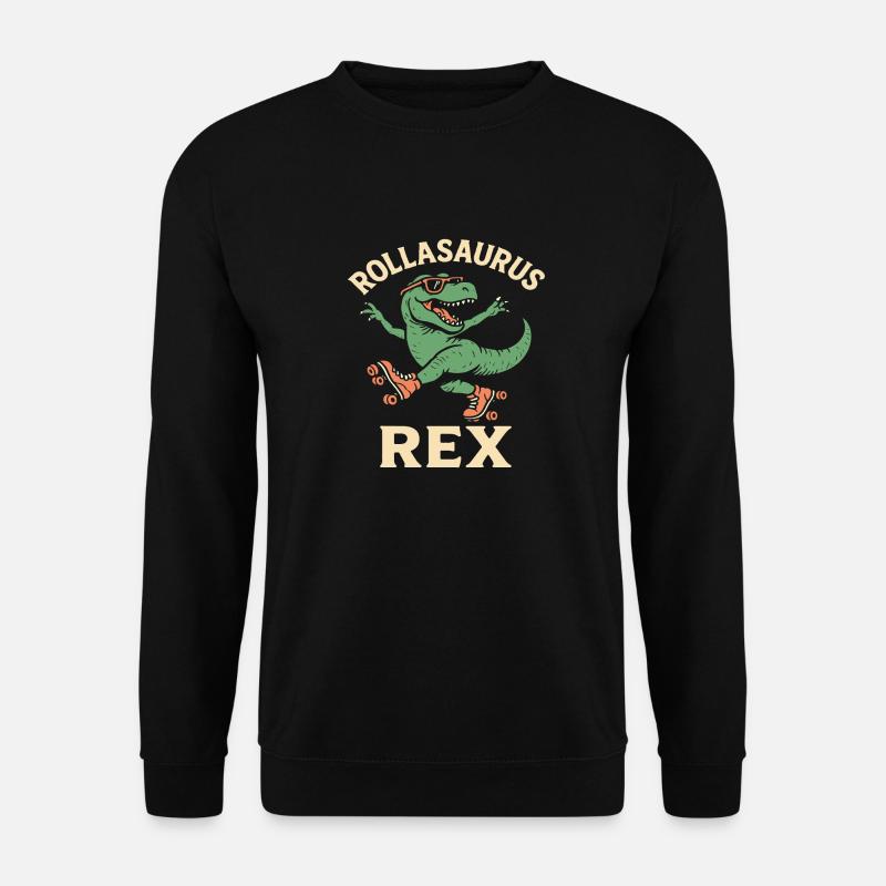 Dinosaurier mit Sonnenbrille fährt Rollschuhe - Unisex Pullover - Schwarz