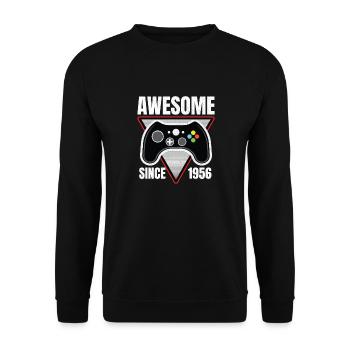 Genialer seit 1956 Geburtstag Gaming Gamer - Unisex Pullover - Schwarz - Vorne - Alina (178cm) & Michal (187cm)