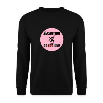 Sprungzeichen Jump Sign - Unisex Pullover - Schwarz - Vorne - Alina (178cm) & Michal (187cm)